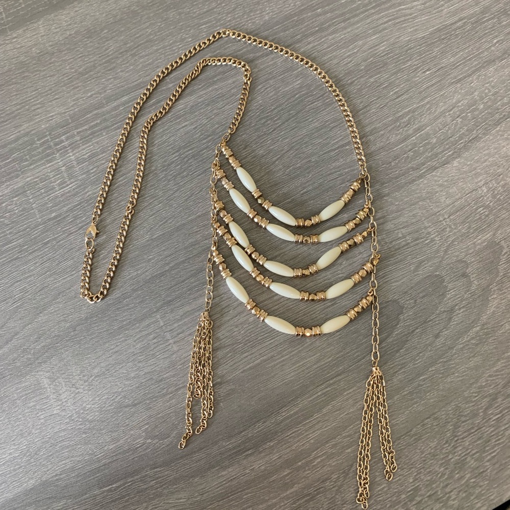 Long gold necklace!